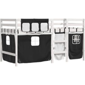 vidaXL Børnehøjseng med gardiner Hvid & Sort 90x190 cm - Børnehøjseng vidaXL Børnehøjseng med gardiner Hvid & Sort 90x190 cm - Børnehøjseng