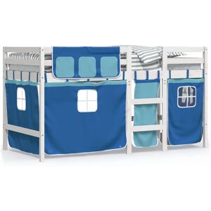 Lit mezzanine pour enfants avec rideaux - Bleu - Lit pour enfants Lit mezzanine pour enfants avec rideaux - Bleu - Lit pour enfants