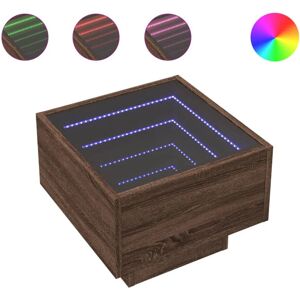 vidaXL Brown Oak Bedside Table with Infinity LED - Bedside Furniture vidaXL Brown Oak Bedside Table with Infinity LED - Bedside Furniture