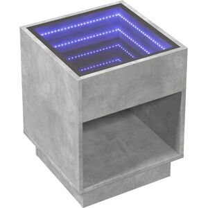 vidaXL Bedside Table with Infinity LED Concrete Grey - Bedside Table vidaXL Bedside Table with Infinity LED Concrete Grey - Bedside Table