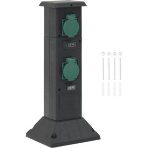 vidaXL Außensteckdose - Schwarz & Grün, 4-fach vidaXL Außensteckdose - Schwarz & Grün, 4-fach