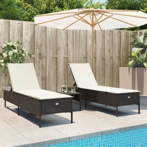 vidaXL 3-tlg. Sonnenliegen-Set Mit Auflage Braun vidaXL 3-tlg. Sonnenliegen-Set Mit Auflage Braun