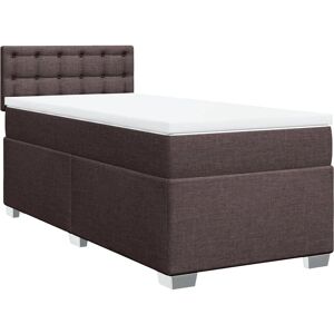 vidaXL Box Spring Bed with Mattress Dark Brown - Box Spring Bed vidaXL Box Spring Bed with Mattress Dark Brown - Box Spring Bed