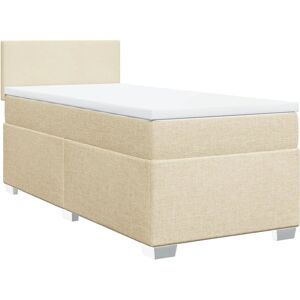 vidaXL Lit avec Matelas - 100x200 cm, Crème, Support vidaXL Lit avec Matelas - 100x200 cm, Crème, Support