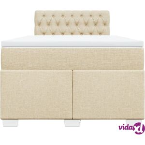 vidaXL Box Spring Bed with Mattress - Bed Frame - Cream - 120x200 cm vidaXL Box Spring Bed with Mattress - Bed Frame - Cream - 120x200 cm