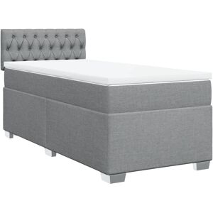 vidaXL Lit Box Spring avec Matelas 160x200cm - Gris Clair - Lit vidaXL Lit Box Spring avec Matelas 160x200cm - Gris Clair - Lit