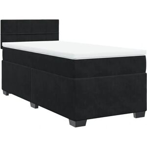 Lit VidaXL avec Matelas - 90x190 cm Velours Noir Lit VidaXL avec Matelas - 90x190 cm Velours Noir