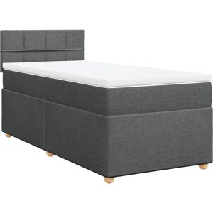 vidaXL Lit Box Spring avec Matelas - Gris Foncé 100x200cm vidaXL Lit Box Spring avec Matelas - Gris Foncé 100x200cm