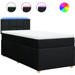 vidaXL Lit avec Éclairage LED - 90x190cm - Noir - Lit vidaXL Lit avec Éclairage LED - 90x190cm - Noir - Lit
