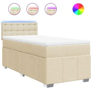 vidaXL Lit Boxspring avec Matelas - Crème, 80x200 cm vidaXL Lit Boxspring avec Matelas - Crème, 80x200 cm