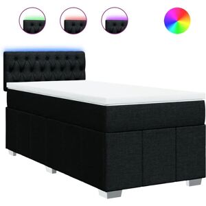 Lit box spring en tissu noir 180x200cm avec lumières LED Lit box spring en tissu noir 180x200cm avec lumières LED