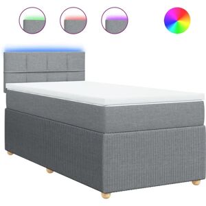 Vidaxl - Lit à box spring avec matelas en tissu gris clair 120x190 cm - Éclairage LED Vidaxl - Lit à box spring avec matelas en tissu gris clair 120x190 cm - Éclairage LED