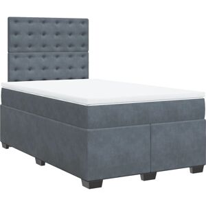 vidaXL Lit à sommier en velours gris foncé avec matelas - Lit vidaXL Lit à sommier en velours gris foncé avec matelas - Lit