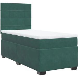 vidaXL 3290909 lit - Velours, Vert foncé, 140x190cm - Lit vidaXL 3290909 lit - Velours, Vert foncé, 140x190cm - Lit
