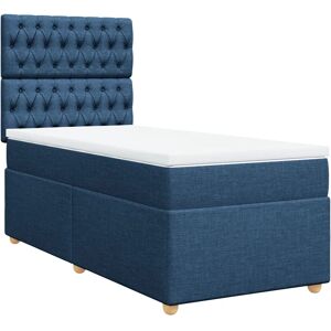 Lit VidaXL en tissu bleu 120x190 cm - Lit Lit VidaXL en tissu bleu 120x190 cm - Lit