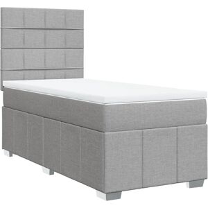 vidaXL Lit box spring 160x200 cm gris clair - Matelas et tête de lit réglable vidaXL Lit box spring 160x200 cm gris clair - Matelas et tête de lit réglable