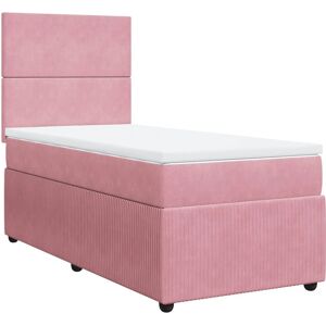 Lit en Velours Rose avec Sommier - Lit Lit en Velours Rose avec Sommier - Lit
