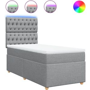 vidaXL Lit avec lumières LED - 90x200cm, Gris clair vidaXL Lit avec lumières LED - 90x200cm, Gris clair