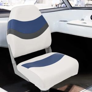 vidaXL Foldable Boat Seats 2pcs High Back White and blue - Boat Seats vidaXL Foldable Boat Seats 2pcs High Back White and blue - Boat Seats