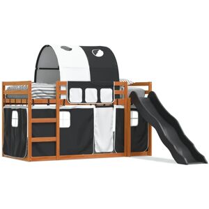 vidaXL 90x200 cm Bunk Bed with Slide and Curtains - Space Saving Type vidaXL 90x200 cm Bunk Bed with Slide and Curtains - Space Saving Type
