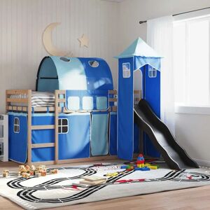 vidaXL Twin Bunk Bed with Slide & Curtains - Kids Furniture vidaXL Twin Bunk Bed with Slide & Curtains - Kids Furniture