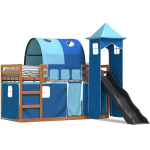 vidaXL Bunk Bed with Slide and Curtains - Twin 90x200cm - Child Safety vidaXL Bunk Bed with Slide and Curtains - Twin 90x200cm - Child Safety