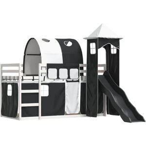 vidaXL Bunk Bed with Slide and Curtains - Twin Sleeper vidaXL Bunk Bed with Slide and Curtains - Twin Sleeper