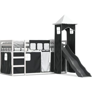 vidaXL Bunk Bed with Slide and Curtains - Space-Saving Kids Twin vidaXL Bunk Bed with Slide and Curtains - Space-Saving Kids Twin