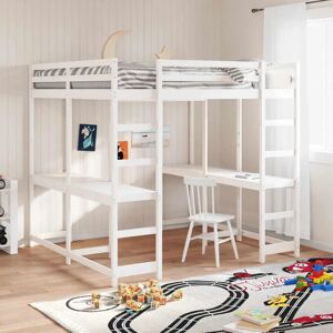vidaXL Loft Bed with Desk and Ladder - Loft Bed - White - 160x200 cm vidaXL Loft Bed with Desk and Ladder - Loft Bed - White - 160x200 cm