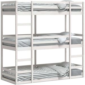 vidaXL Trefags køjeseng Hvid 90x200 cm Massivt fyrretræ - Køjeseng vidaXL Trefags køjeseng Hvid 90x200 cm Massivt fyrretræ - Køjeseng