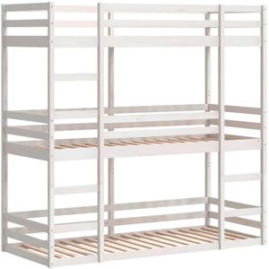 vidaXL Triple Bunk Bed White 90x190 cm Solid Wood Pine - Bunk Bed vidaXL Triple Bunk Bed White 90x190 cm Solid Wood Pine - Bunk Bed