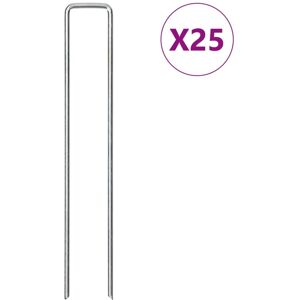 vidaXL Ground Anchor 25 pcs. U-shape 20x4 cm Galvanized steel - Ground Pegs vidaXL Ground Anchor 25 pcs. U-shape 20x4 cm Galvanized steel - Ground Pegs