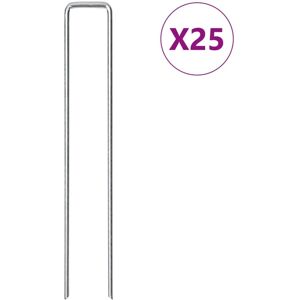 vidaXL Ground Anchor 25 pcs U-shape 20x3.5 cm Galvanized Steel vidaXL Ground Anchor 25 pcs U-shape 20x3.5 cm Galvanized Steel