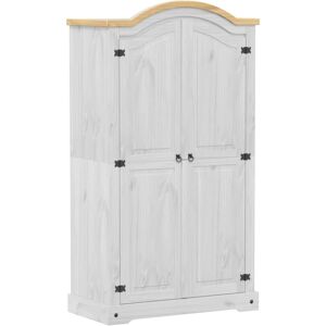 vidaXL White Wardrobe - Solid Pine Storage Closet vidaXL White Wardrobe - Solid Pine Storage Closet