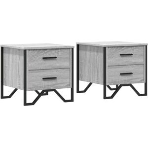 vidaXL Bedside Cabinets Grey Sonoma - Bedside Cabinets vidaXL Bedside Cabinets Grey Sonoma - Bedside Cabinets