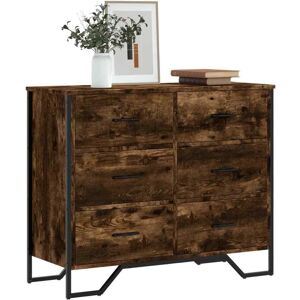 vidaXL Smoked Oak 91x35.5x74.5 cm Chest of Drawers - Chest of Drawers vidaXL Smoked Oak 91x35.5x74.5 cm Chest of Drawers - Chest of Drawers
