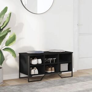 vidaXL Shoe Cabinet Black - Engineered Wood Storage 90x38x45.5 cm vidaXL Shoe Cabinet Black - Engineered Wood Storage 90x38x45.5 cm