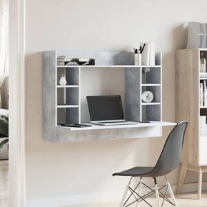 vidaXL Wall-Mounted Desk Concrete Grey - Desk vidaXL Wall-Mounted Desk Concrete Grey - Desk