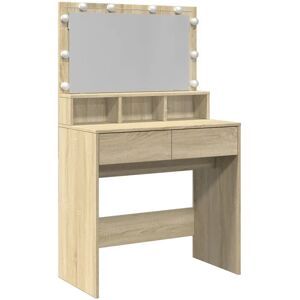 vidaXL Sonoma Oak Dressing Table with LED - Makeup Vanity Furniture vidaXL Sonoma Oak Dressing Table with LED - Makeup Vanity Furniture