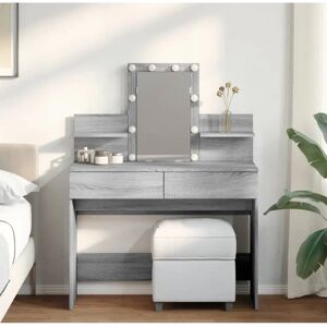 vidaXL Grey Sonoma Dressing Table with LED - Makeup Vanity vidaXL Grey Sonoma Dressing Table with LED - Makeup Vanity