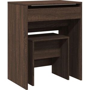 vidaXL Brown Oak Dressing Table and Stool - Bedroom Vanity with Mirror vidaXL Brown Oak Dressing Table and Stool - Bedroom Vanity with Mirror