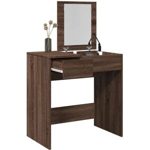 vidaXL Brown Oak Dressing Table with Mirror - Dressing Table vidaXL Brown Oak Dressing Table with Mirror - Dressing Table