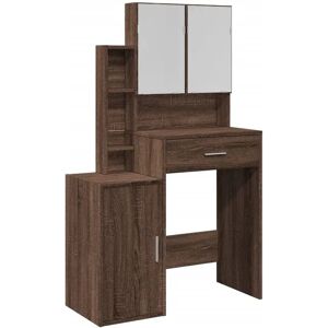 vidaXL Brown Oak Dressing Table with Mirror - Bedroom Vanity vidaXL Brown Oak Dressing Table with Mirror - Bedroom Vanity