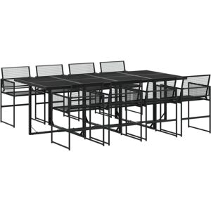 vidaXL Black Garden Dining Set - 9-Piece Outdoor Table and Chairs vidaXL Black Garden Dining Set - 9-Piece Outdoor Table and Chairs