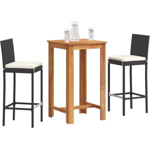 vidaXL Garden Bar Set 3 Piece Chairs Black Solid Wood Acacia and Poly Rattan - Garden Bar Set vidaXL Garden Bar Set 3 Piece Chairs Black Solid Wood Acacia and Poly Rattan - Garden Bar Set