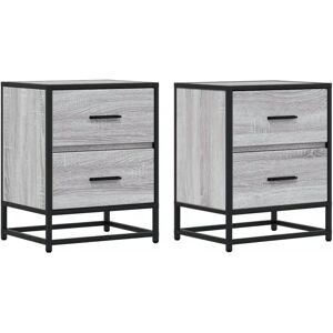 vidaXL Bedside Cabinets Grey Sonoma 2 pcs - Bedside Cabinets vidaXL Bedside Cabinets Grey Sonoma 2 pcs - Bedside Cabinets