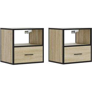 vidaXL Wall-mounted Bedside Cabinet Smoked Oak 2 pcs - Bedside Cabinet vidaXL Wall-mounted Bedside Cabinet Smoked Oak 2 pcs - Bedside Cabinet