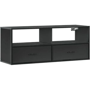 vidaXL 100x31x39.5 cm Black Metal & Wood TV Cabinet - TV Unit vidaXL 100x31x39.5 cm Black Metal & Wood TV Cabinet - TV Unit