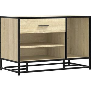 vidaXL Sonoma Oak Shoe Bench Black - Shoe Storage Ottoman - 80x40x53.5 cm vidaXL Sonoma Oak Shoe Bench Black - Shoe Storage Ottoman - 80x40x53.5 cm