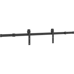 vidaXL Sliding Door Hardware Kit 152.5 cm Steel Black - Sliding Door Hardware vidaXL Sliding Door Hardware Kit 152.5 cm Steel Black - Sliding Door Hardware